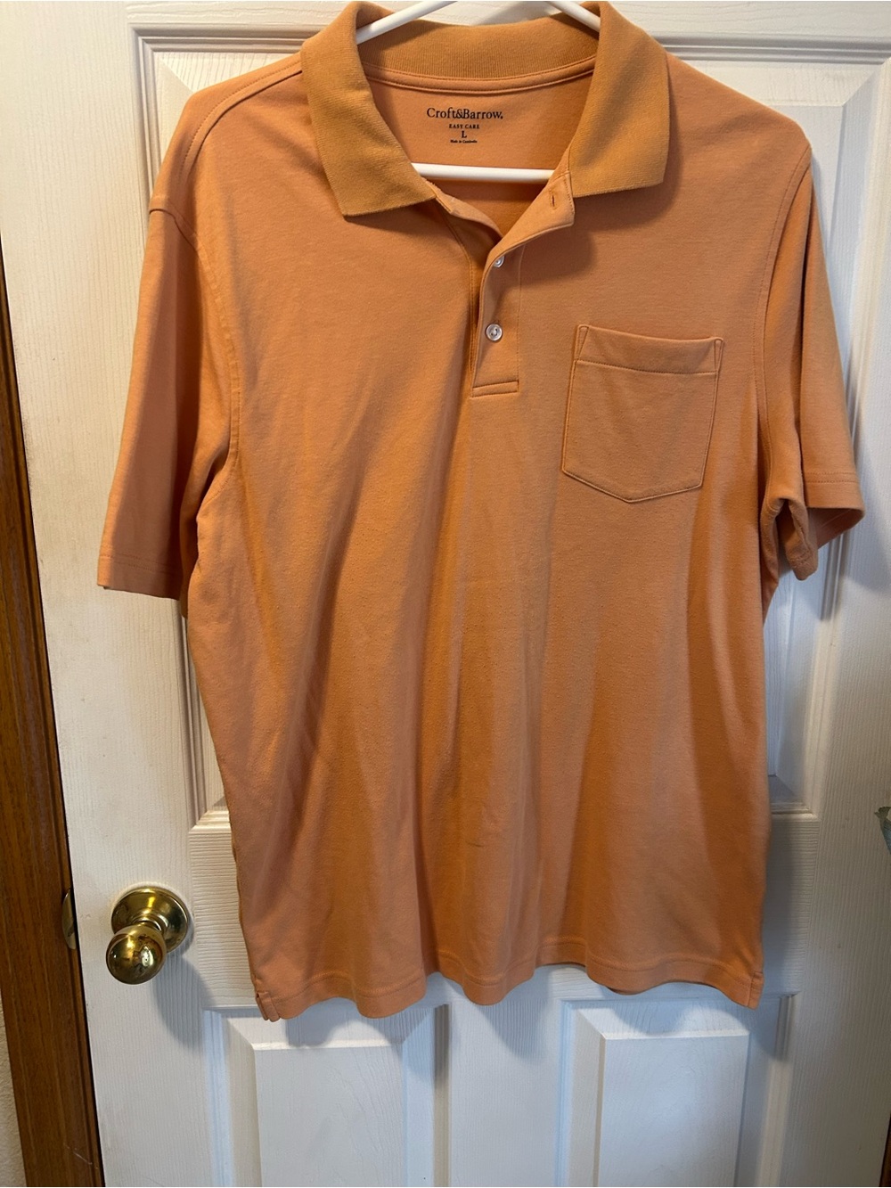 croft & barrow Men's Peach-Orange Polo with Chest Pocket